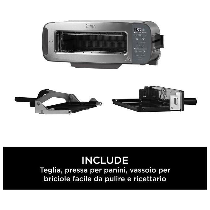 Ninja ST202EU Foodi 3-in-1 Tostapane con Griglia e Pressa per Panini