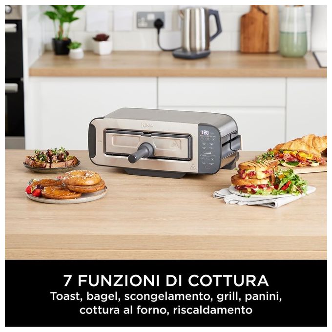 Ninja ST202EU Foodi 3-in-1 Tostapane con Griglia e Pressa per Panini