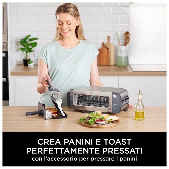 Ninja ST202EU Foodi 3-in-1 Tostapane con Griglia e Pressa per Panini