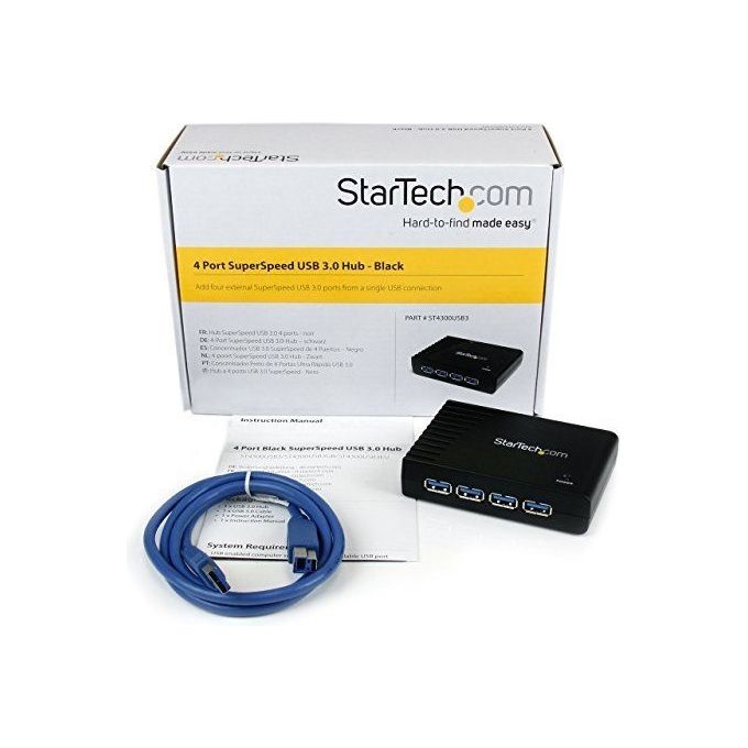 StarTech Hub a 4 porte USB 3.0 SuperSpeed, colore nero