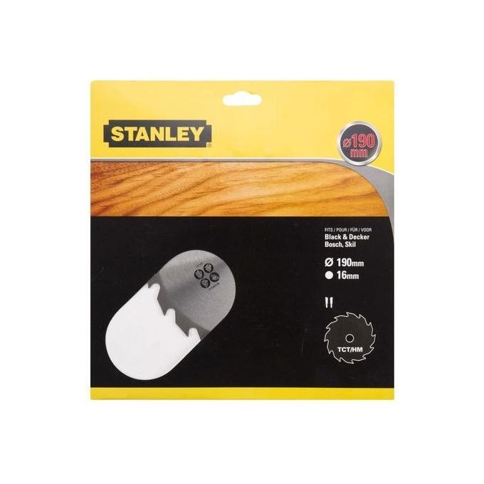 Stanley STA15370-XJ Lama per Sega Circolare 190 mm Foro 16 mm 18 Denti Riaffilabili in Carburo di Tungsteno colore Nero
