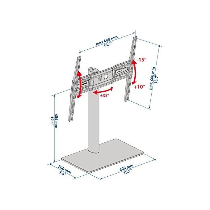 Meliconi Stand 400 Supporto Orientabile da Mobile per Tv da 32'' a 55'' Nero