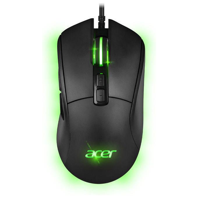 Acer STARLIGHT-GM1000 Mouse Gaming 10000 DPI 100 IPS 7 Pulsanti 10 Effetti LED Multicolore Cavo 1.7 m colore Verde