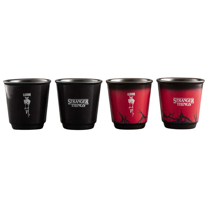 Bialetti STRTH04P Stranger Things Set 4 Bicchierini Espresso Ceramica Termosensibili 90 ml colore Multicolore