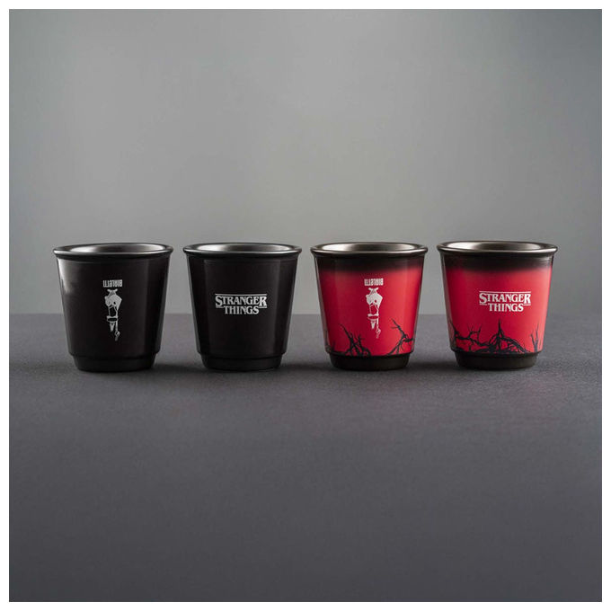 Bialetti STRTH04P Stranger Things Set 4 Bicchierini Espresso Ceramica Termosensibili 90 ml colore Multicolore