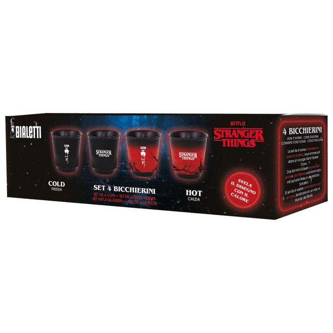 Bialetti STRTH04P Stranger Things Set 4 Bicchierini Espresso Ceramica Termosensibili 90 ml colore Multicolore