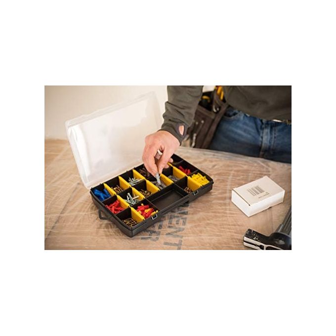 Stanley Organizer Basic line 27,2x18,9x4,6cm 17 Comparti in Polipropilene con Coperchio Trasparente