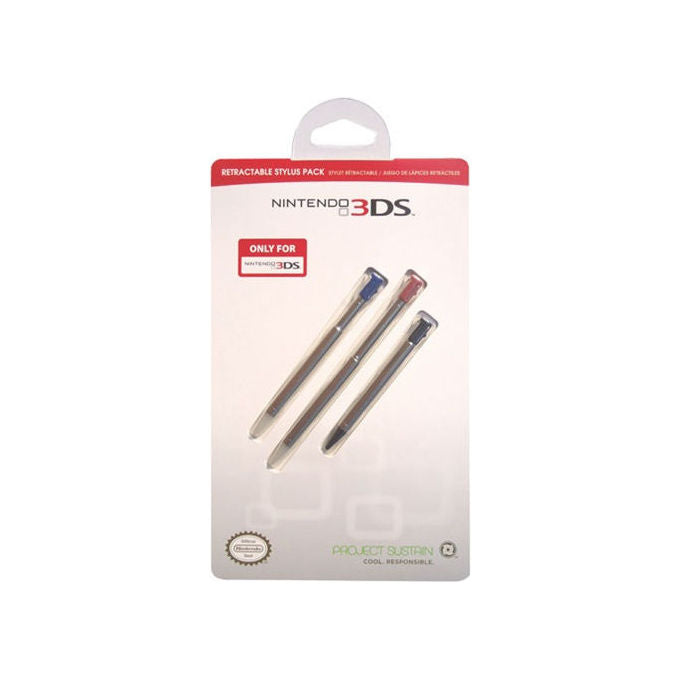 Shardan 5053145000010 Stylus Retrattili Ufficiali 3ds Penna per PDA con 3 Punte di Ricambio Design Retrattile per Mani di Tutte le Dimensioni colore Nero