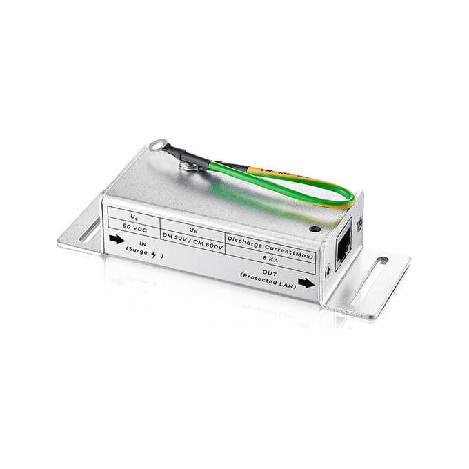 Zyxel protezione da sovratensione ethernet, Gigabit 1 Gbps, compatibile PoE++, RJ45, installazione in linea, SurgePro-GE