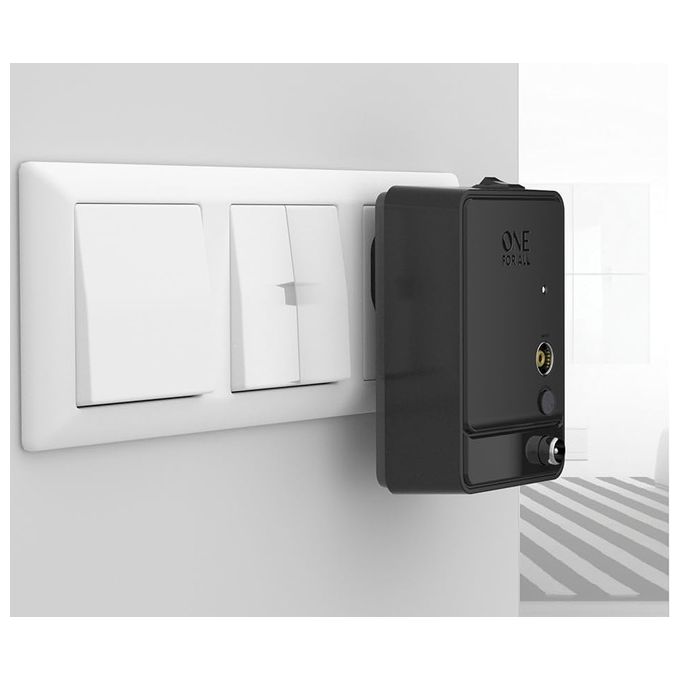 One For All SV9610 Amplificatore di Segnale TV Digitale 1 Uscita 20 dB Filtro 3G 4G LTE Plug and Play colore Nero