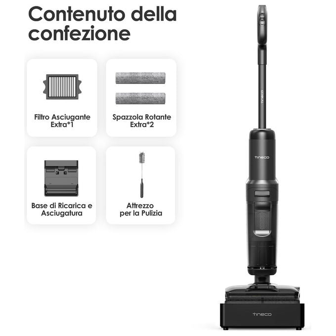 Tineco Floor One S7 Stretch Steam Plus, Aspirapolvere Lavapavimenti, Nero