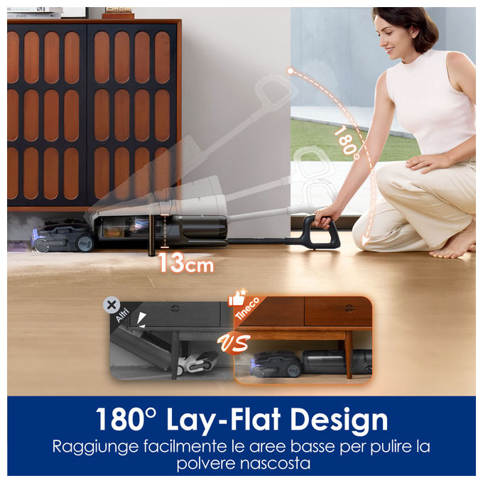 Tineco Floor One S7 Stretch Steam Plus, Aspirapolvere Lavapavimenti, Nero
