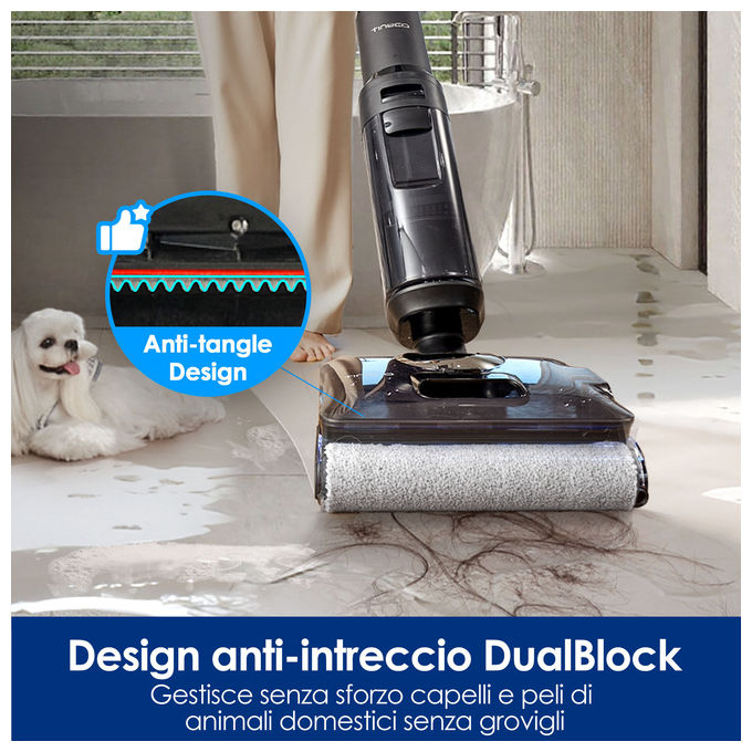 Tineco Floor One S7 Stretch Steam Plus, Aspirapolvere Lavapavimenti, Nero