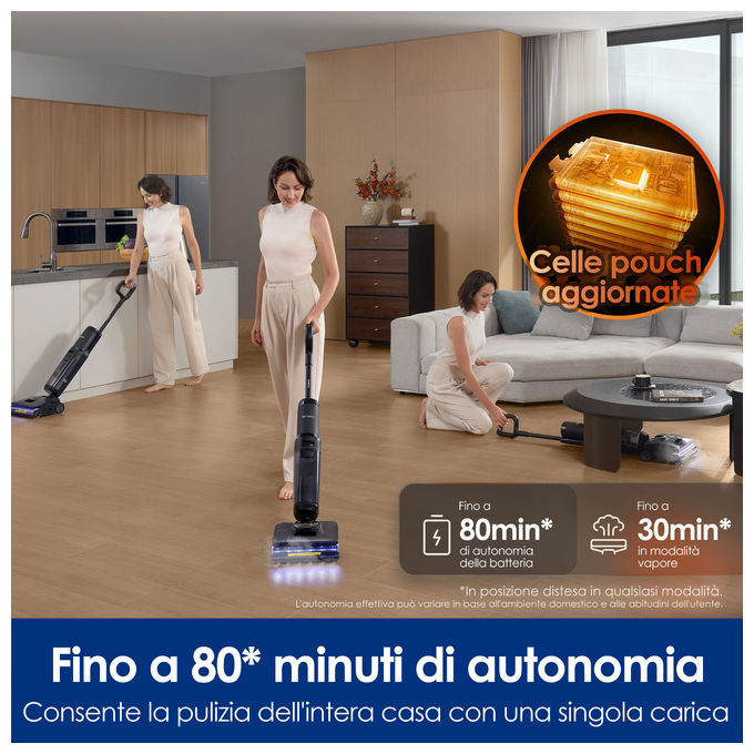 Tineco Floor One S7 Stretch Steam Plus, Aspirapolvere Lavapavimenti, Nero