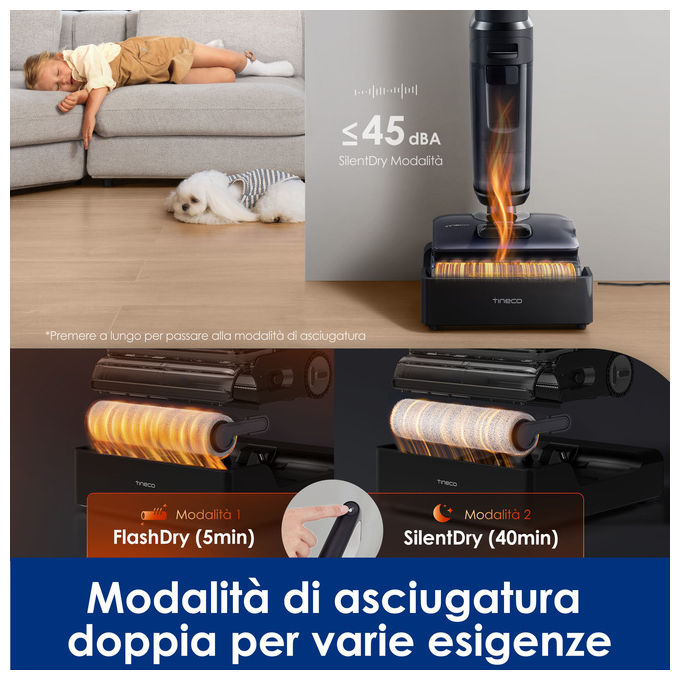 Tineco Floor One S7 Stretch Steam Plus, Aspirapolvere Lavapavimenti, Nero