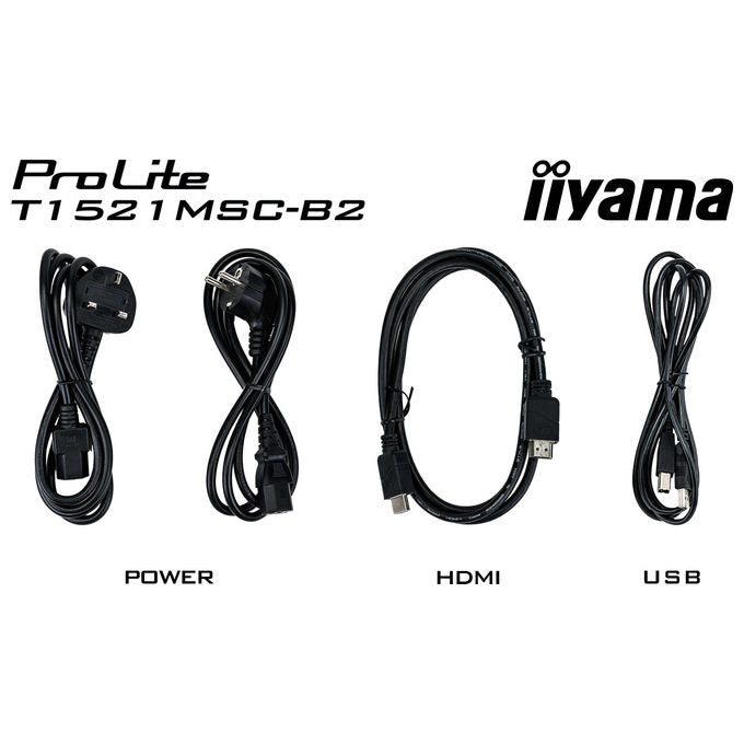 Iiyama ProLite T1521MSC-B2, monitor touchscreen 15 pollici, PCAP 10 punti, pannello TN, risoluzione 1024x768, VGA HDMI, IP65, USB, nero