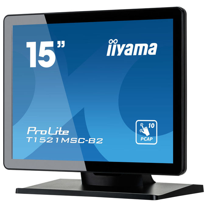 Iiyama ProLite T1521MSC-B2, monitor touchscreen 15 pollici, PCAP 10 punti, pannello TN, risoluzione 1024x768, VGA HDMI, IP65, USB, nero