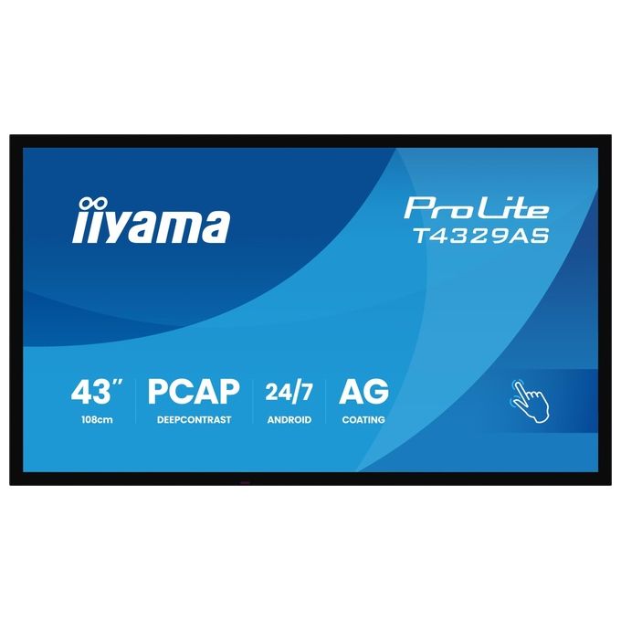 Iiyama T4329AS-B1AG ProLite T4329AS-B1AG Monitor LED 43'' 4K UHD Touch Screen Android WiFi USB-C colore Nero