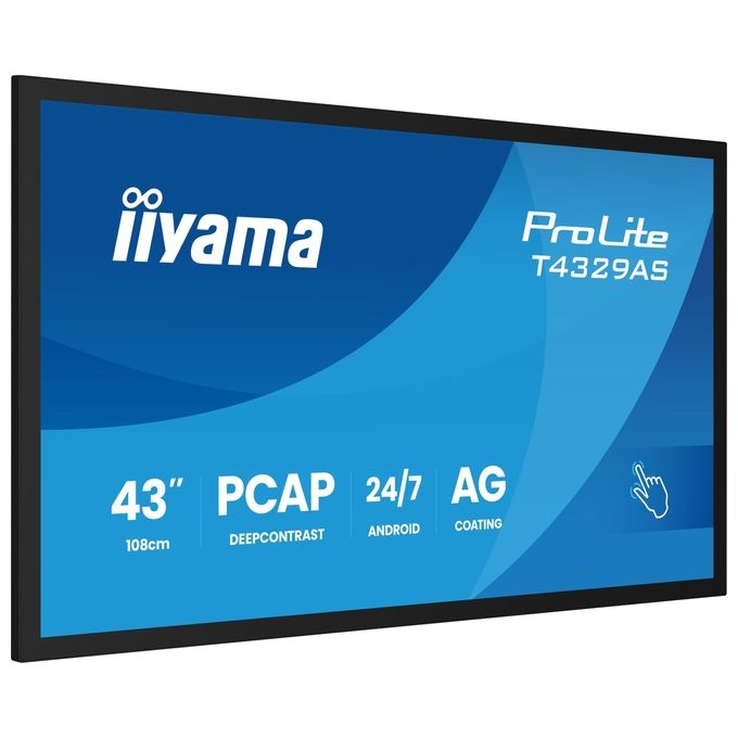 Iiyama T4329AS-B1AG ProLite T4329AS-B1AG Monitor LED 43'' 4K UHD Touch Screen Android WiFi USB-C colore Nero