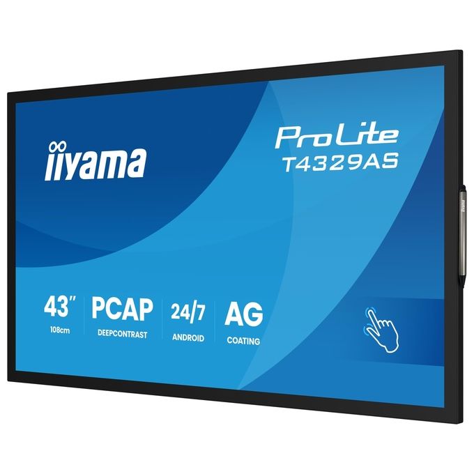 Iiyama T4329AS-B1AG ProLite T4329AS-B1AG Monitor LED 43'' 4K UHD Touch Screen Android WiFi USB-C colore Nero