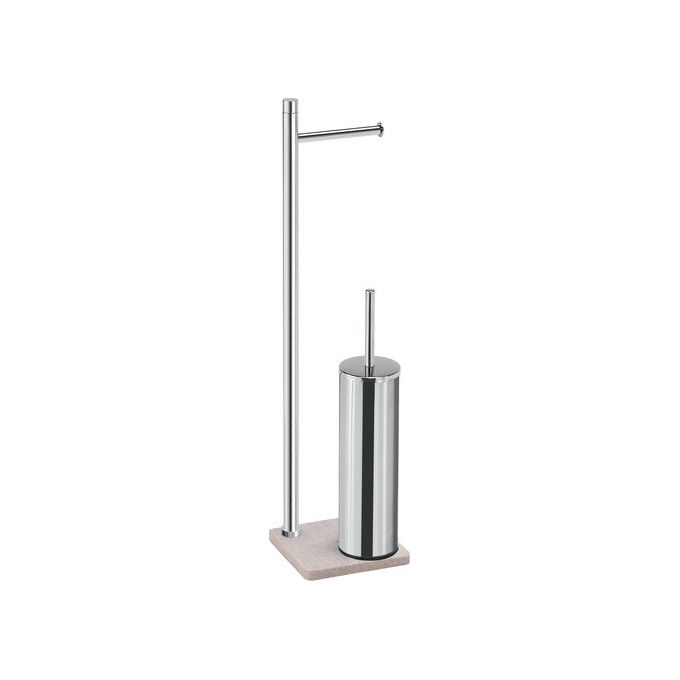 Gedy TA32 03 TANIA Colonna attrezzata WC con Portarotolo e Portascopino colore Cromo e Beige