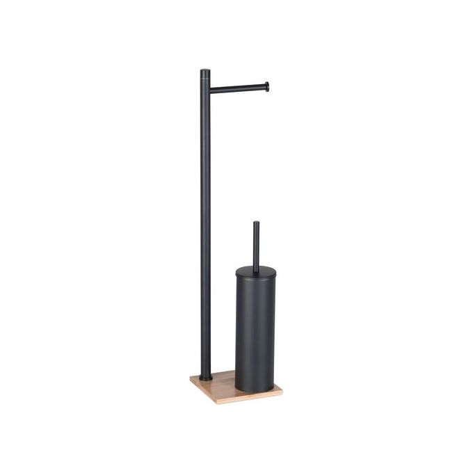Gedy TA32 41 TANIA Colonna attrezzata WC Portarotolo e Portascopino Bamboo e Nero
