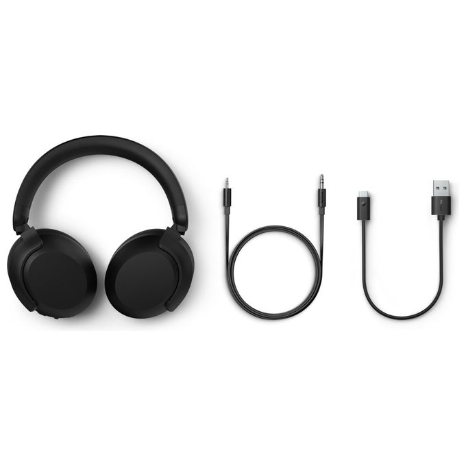Philips, Cuffie Wireless a Padiglione TAH8000EBK-00, Bluetooth 5.4, Cancellazione Rumore, Nero