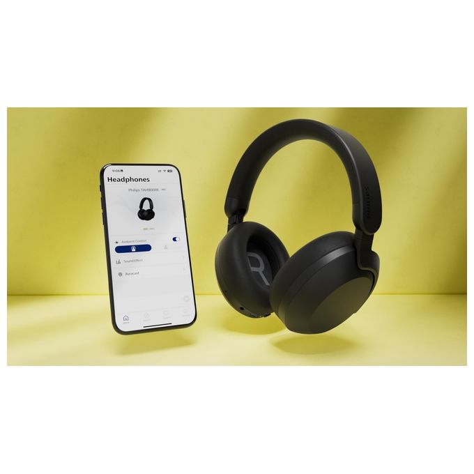 Philips, Cuffie Wireless a Padiglione TAH8000EBK-00, Bluetooth 5.4, Cancellazione Rumore, Nero