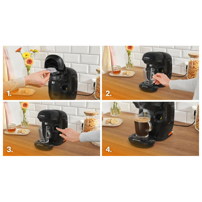Bosch TAS112E Macchina da caffe' Automatica a Capsule Capacita' Serbatoio 0,7 L Potenza 1400 W Preparazione Multi-bevanda colore Nero