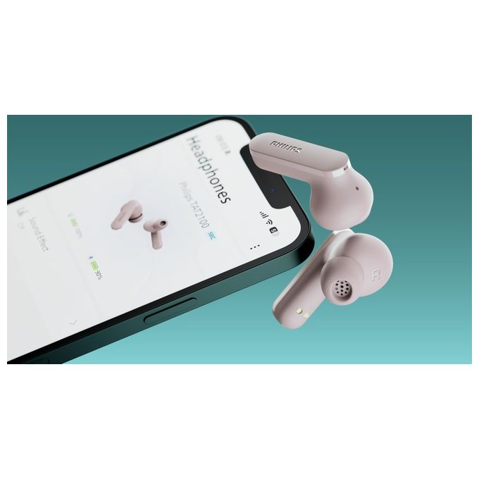 Philips TAT2100PK-00 Auricolari True Wireless In-Ear Bluetooth 6.0 36 ore IPX4 4 mic driver 10 mm colore Rosa