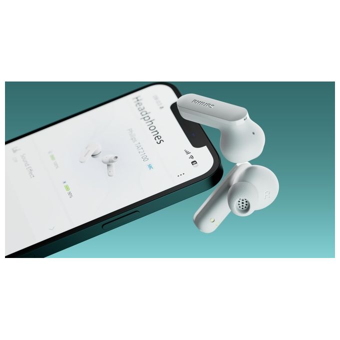 Philips TAT2100WT-00 Auricolari True Wireless In-Ear Bluetooth 6.0 4 microfoni 36h IPX4 colore Bianco