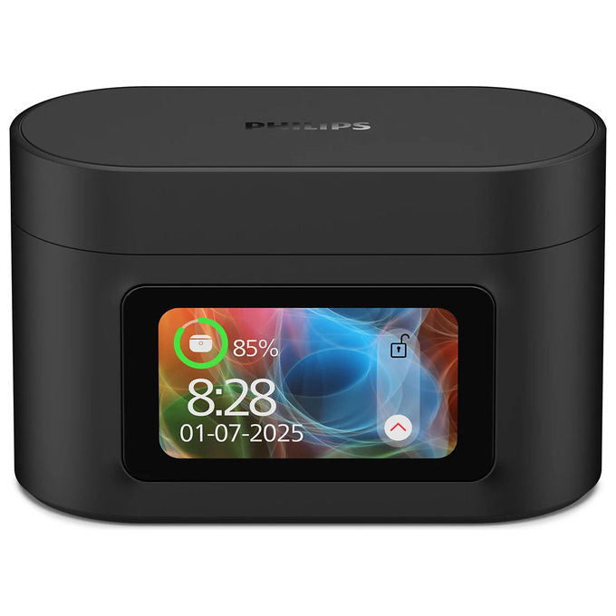 Philips TAT6000BK auricolari true wireless, custodia smart touchscreen, ANC ibrido, 4 microfoni, 28 ore, Bluetooth 5.4, IPX5, nero