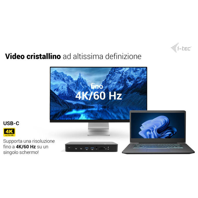 I-tec TB5TRIPLEDOCKM2PDIT Docking Station Thunderbolt 5 Triplo Display 8K M.2 NVMe PCIe Gen4 USB-C Power Delivery 140W 2.5G LAN colore Nero
