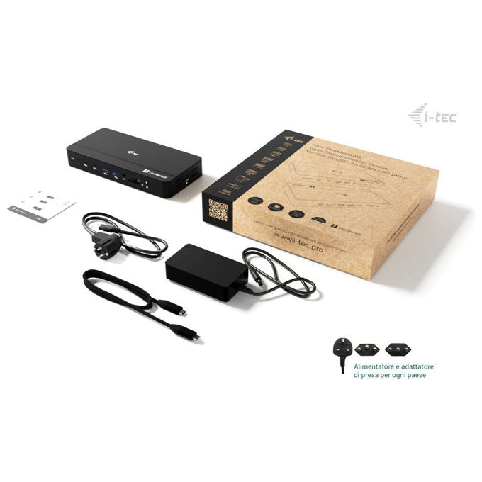 I-tec TB5TRIPLEDOCKM2PDIT Docking Station Thunderbolt 5 Triplo Display 8K M.2 NVMe PCIe Gen4 USB-C Power Delivery 140W 2.5G LAN colore Nero