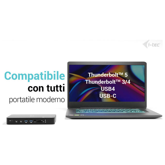 I-tec TB5TRIPLEDOCKM2PDIT Docking Station Thunderbolt 5 Triplo Display 8K M.2 NVMe PCIe Gen4 USB-C Power Delivery 140W 2.5G LAN colore Nero