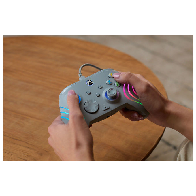 Turtle Beach 0840454400199 Afterglow Wave Controller Cablato per Xbox e PC con Illuminazione RGB Personalizzabile Pulsanti Posteriori Programmabili e Vibrazione Haptica colore Grigio