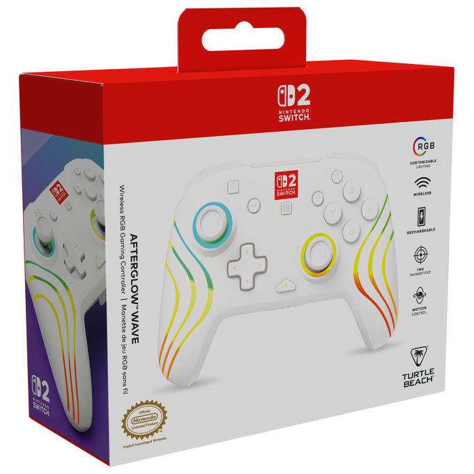 Turtle Beach TBC-8106-15 Afterglow Wave Controller da gaming wireless RGB con licenza ufficiale per Nintendo Switch 2 colore Bianco