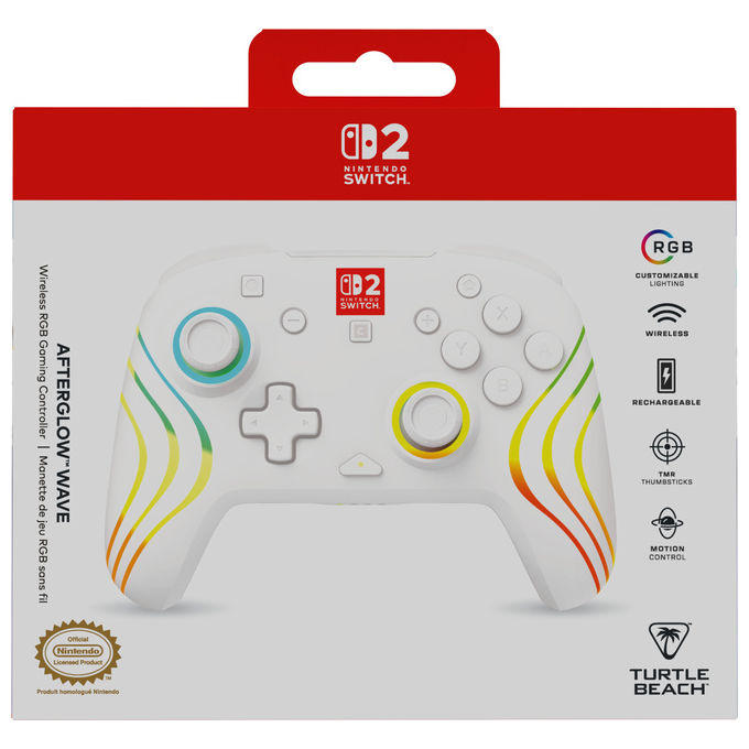 Turtle Beach TBC-8106-15 Afterglow Wave Controller da gaming wireless RGB con licenza ufficiale per Nintendo Switch 2 colore Bianco