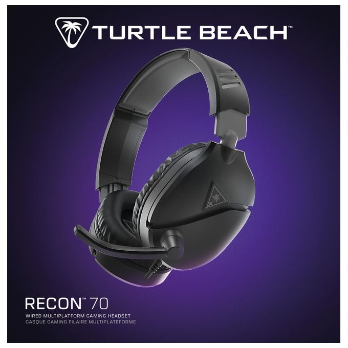 Turtle Beach TBS-5001-05 Recon 70 Cuffie da gioco Over-Ear compatibili con PC PS5 PS4 Xbox Series X-S Xbox One Switch mobile jack 3.5 mm con microfono flip-to-mute colore Nero