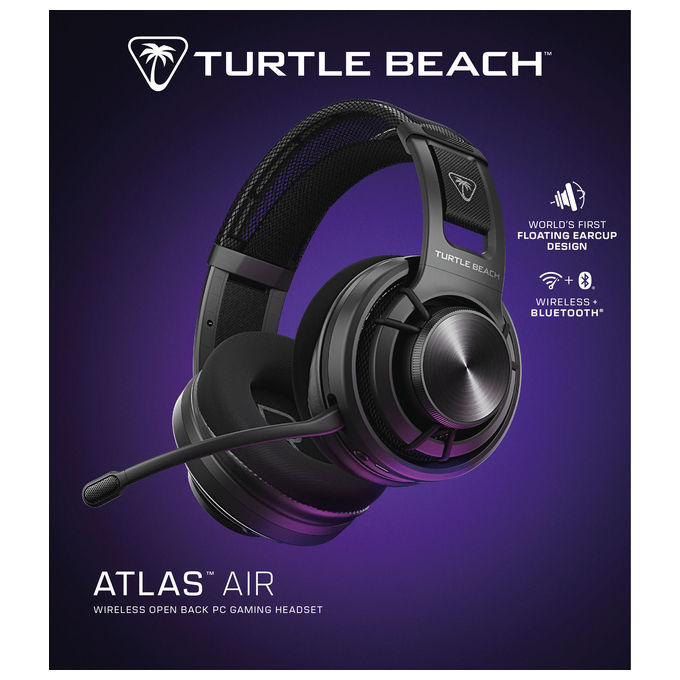 Turtle Beach TBS-5101-05 Atlas Air Auricolare Gaming Wireless 2,4 GHz + Bluetooth 5,2 Audio 24-bit 40 mm 50 h Batteria Cuffie Circumaurali con Microfono Staccabile colore Nero