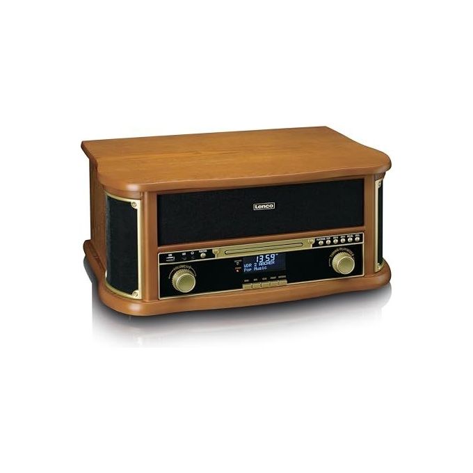 Lenco TCD-2571WD Giradischi con Radio DAB+ Lettore CD Bluetooth 5.0 Trazione a Cinghia 3 Velocita' 10 W colore Legno