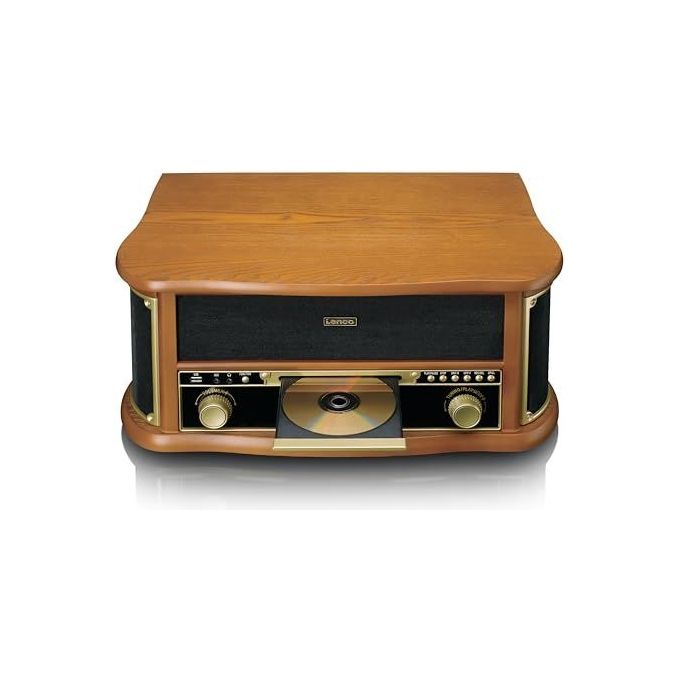 Lenco TCD-2571WD Giradischi con Radio DAB+ Lettore CD Bluetooth 5.0 Trazione a Cinghia 3 Velocita' 10 W colore Legno