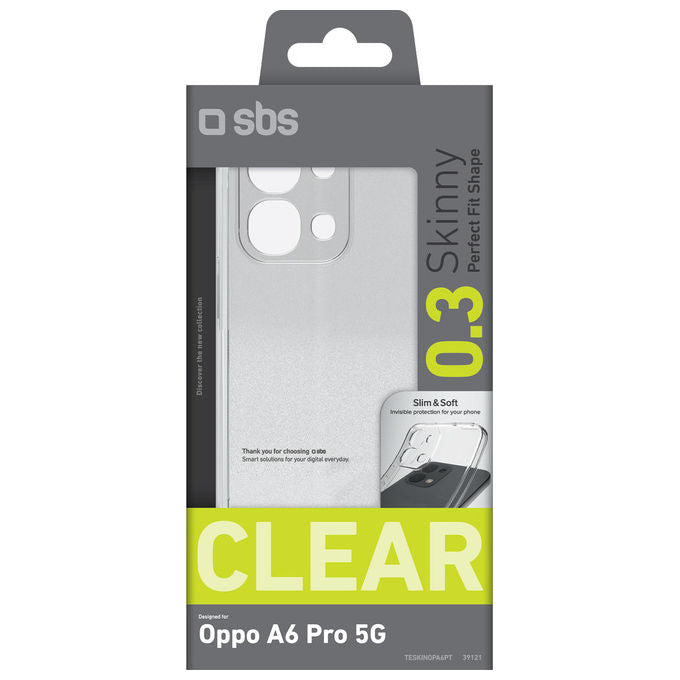 SBS TESKINOPA6PT Skinny Cover TPU per Oppo A6 Pro 5G 6.57'' Protezione Urti Ricarica Wireless colore Trasparente