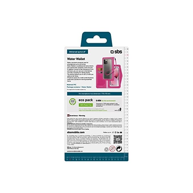 Sbs Pink Splash Wallet per Smartphone fino a 6.8'' Splash Resistant