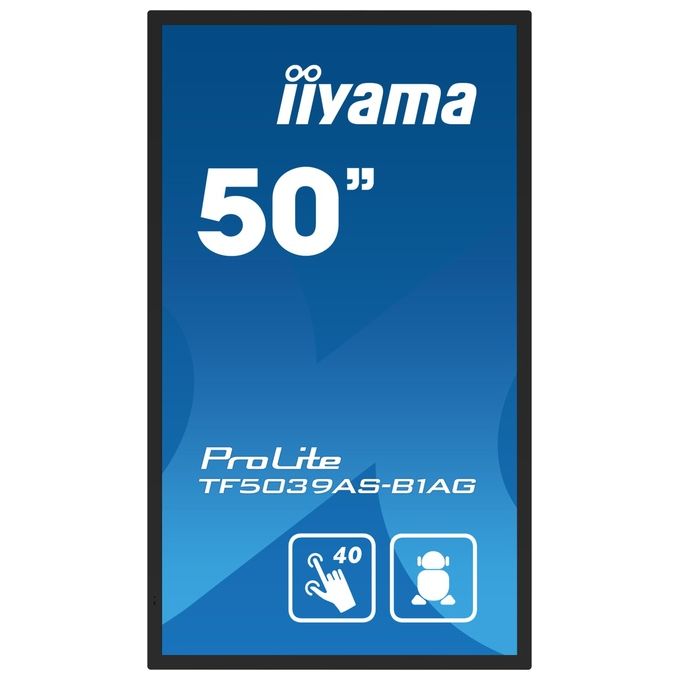 Iiyama ProLite TF5039AS-B1AG, monitor touch 50 pollici, PCAP 40 punti, 4K UHD, Android 11, All-in-One, iiSignage²