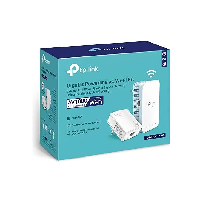 TP-Link TL-WPA7517 KIT Powerline AV1000 Wi-Fi Dual Band AC750 Porta Gigabit Ethernet HomePlug AV2 300 m colore Bianco