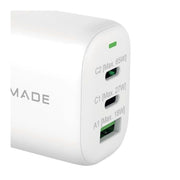 Techmade TM-P937-WH Alimentatore Notebook GaN 65W 3 Porte 2 USB-C 1 USB-A Power Delivery Quick Charge colore Bianco