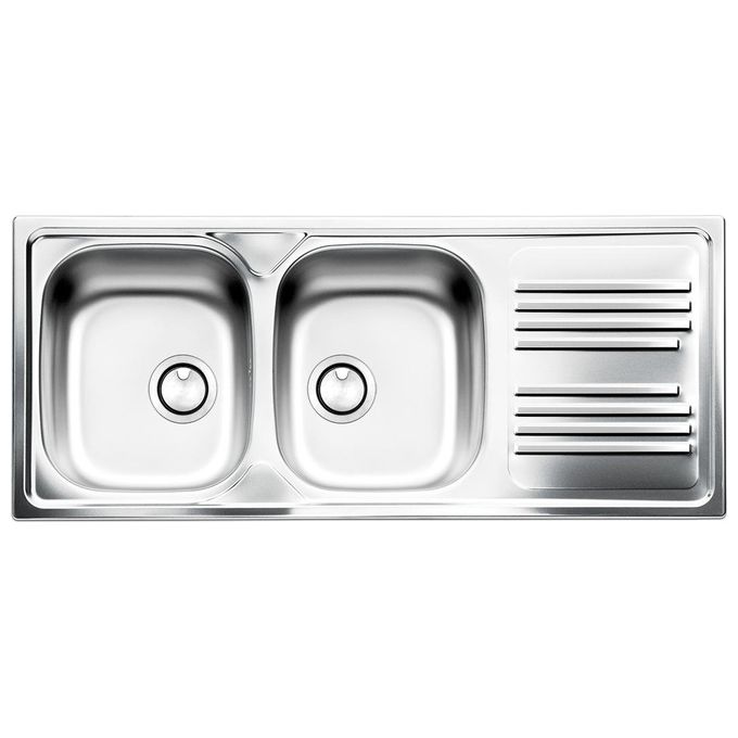 Apell TM1162ILPC Atmosfera Lavello Cucina Incasso 2 Vasche Acciaio Prelucido con Scolapiatti a Sinistra colore Acciaio