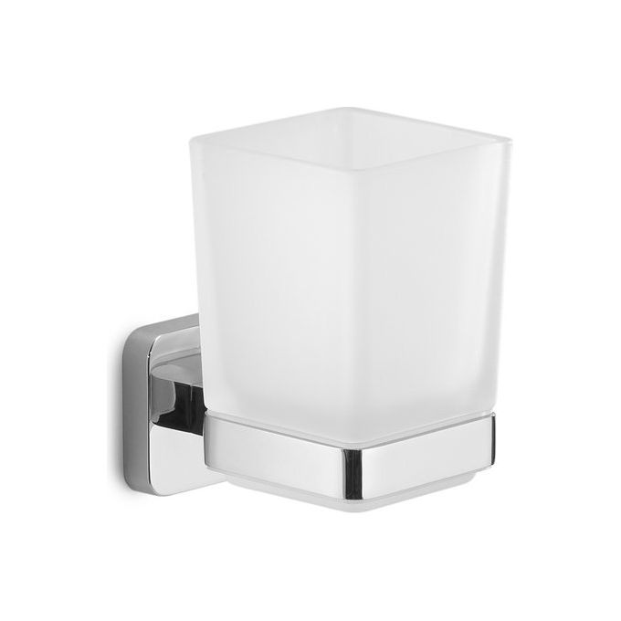 Gedy TO10 Tonga Porta Spazzolino da Parete Acciaio Inox Cromall Vetro Satinato colore Cromo Lucido
