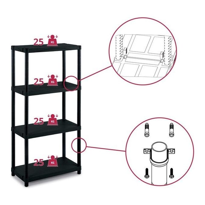 Terry Scaffale 4 Ripiani Portata 100 Kg 60x30x132 Cm